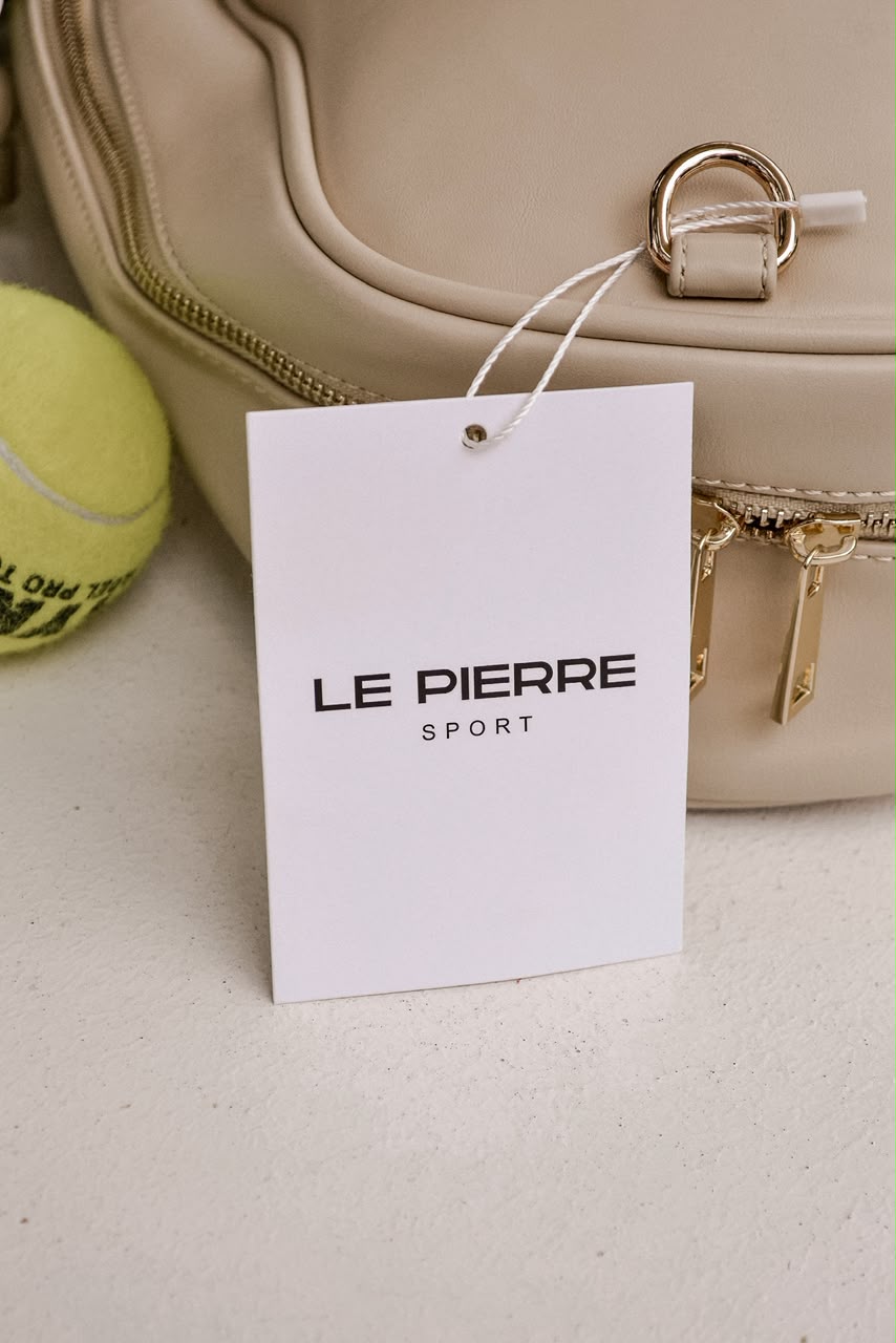 Le Pierre Sport bag detail with branded swing tag